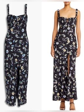 Nicholas Nina Satin Maxi Dress Danbury Floral Size US 0